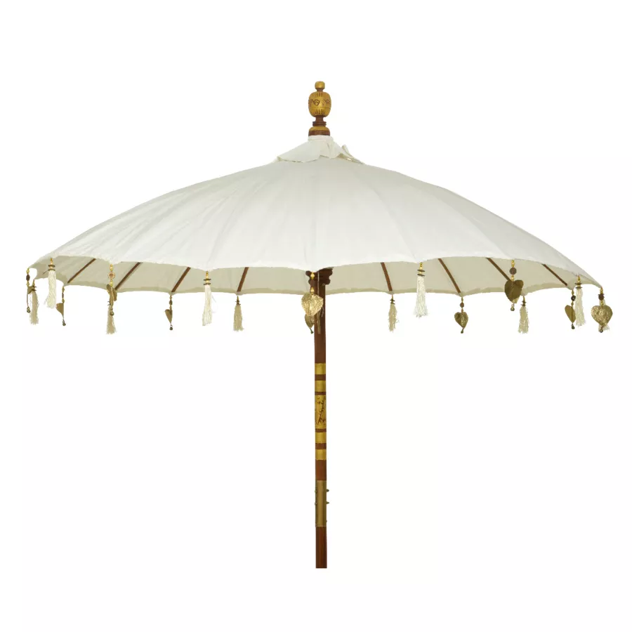 Parasol de jardín circular con adornos (D2 m) Cuzco - Blanco roto