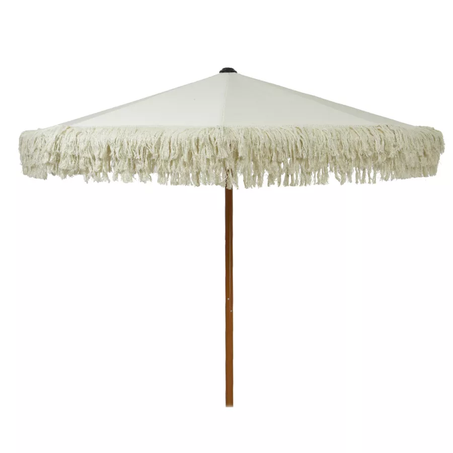 Parasol de jardín circular con flecos (D2 m) Valparaiso - Blanco