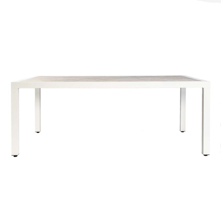Tavolo da giardino 8 posti Allumino/Ceramica Torano (192 x 102 cm) - Bianco/Grigio chiaro