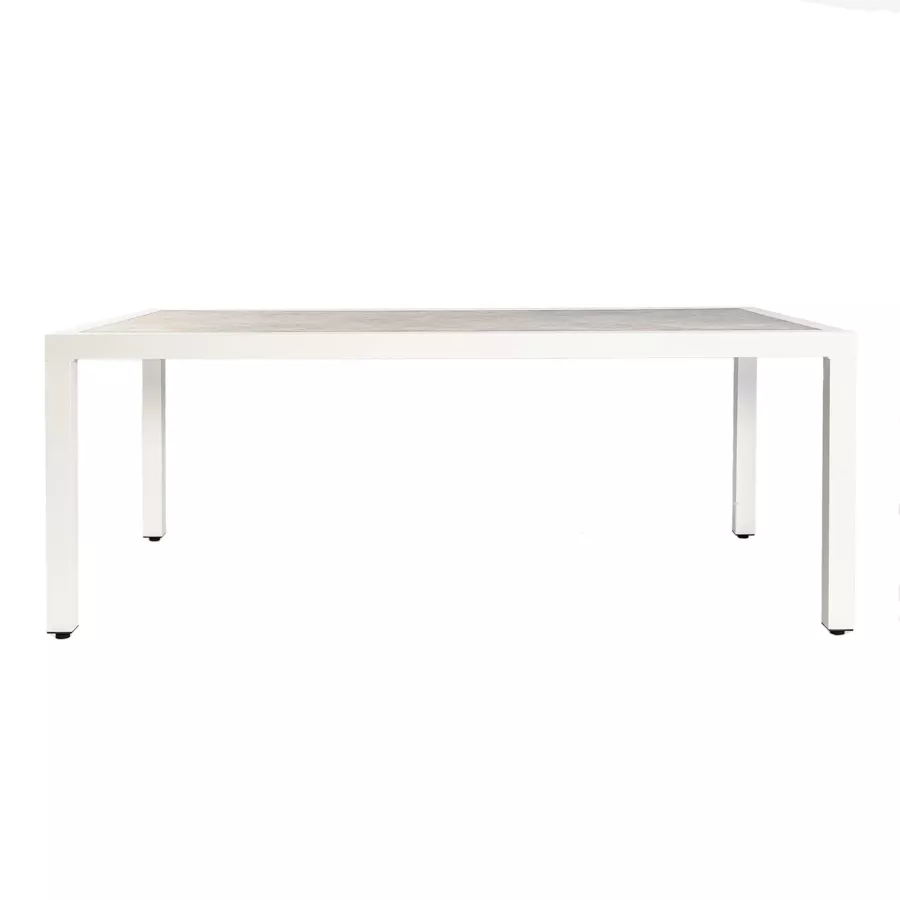 Mesa de jardín 8 plazas Aluminio/Cerámica Torano (192 x 102 cm) - Blanco/Gris claro