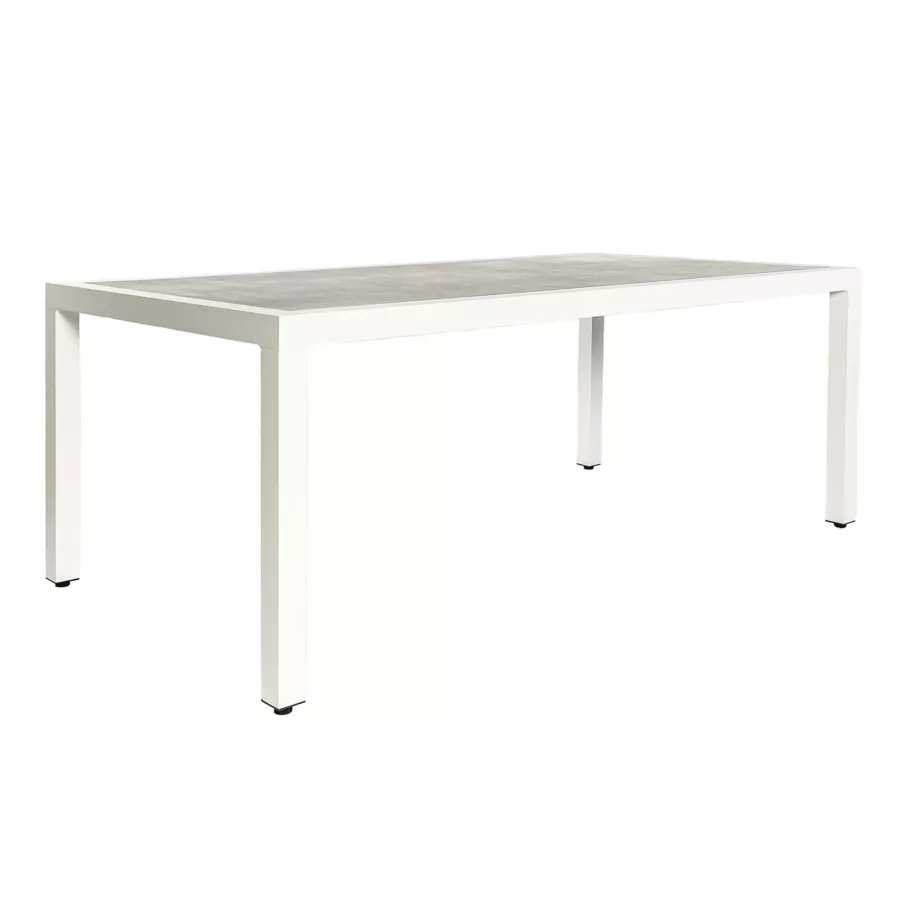 Mesa de jardín 8 plazas Aluminio/Cerámica Torano (192 x 102 cm) - Blanco/Gris claro