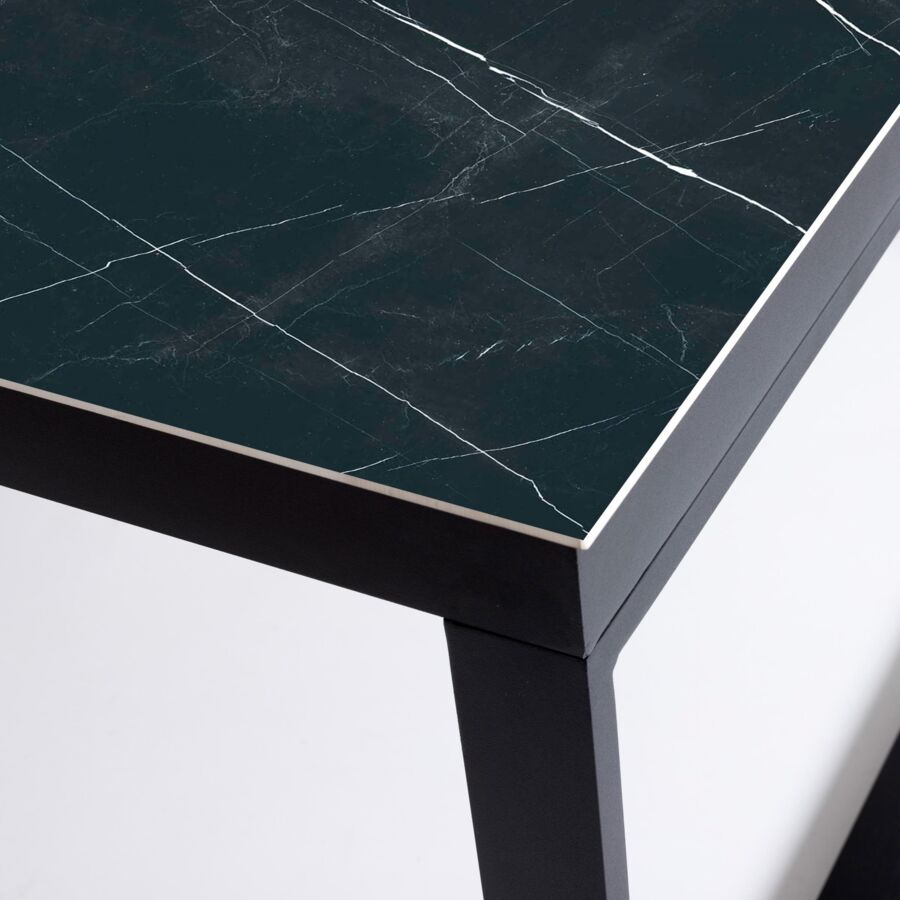 Tavolo da giardino 12 posti Alluminio/Ceramica Kore (260 x 120 cm) - Nero/Nero effetto marmo