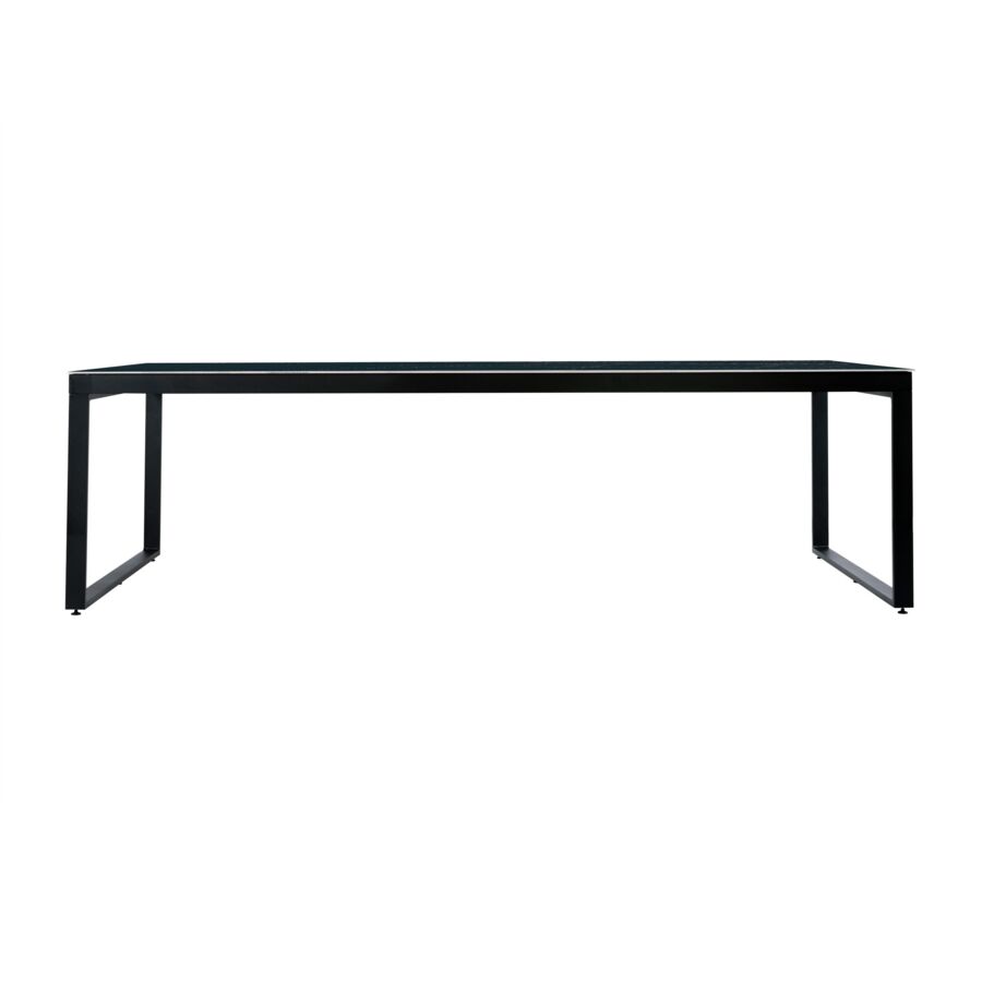 Mesa de jardín 12 personas Aluminio/Cerámica Kore (260 x 120 cm) - Negro/Negro jaspeado