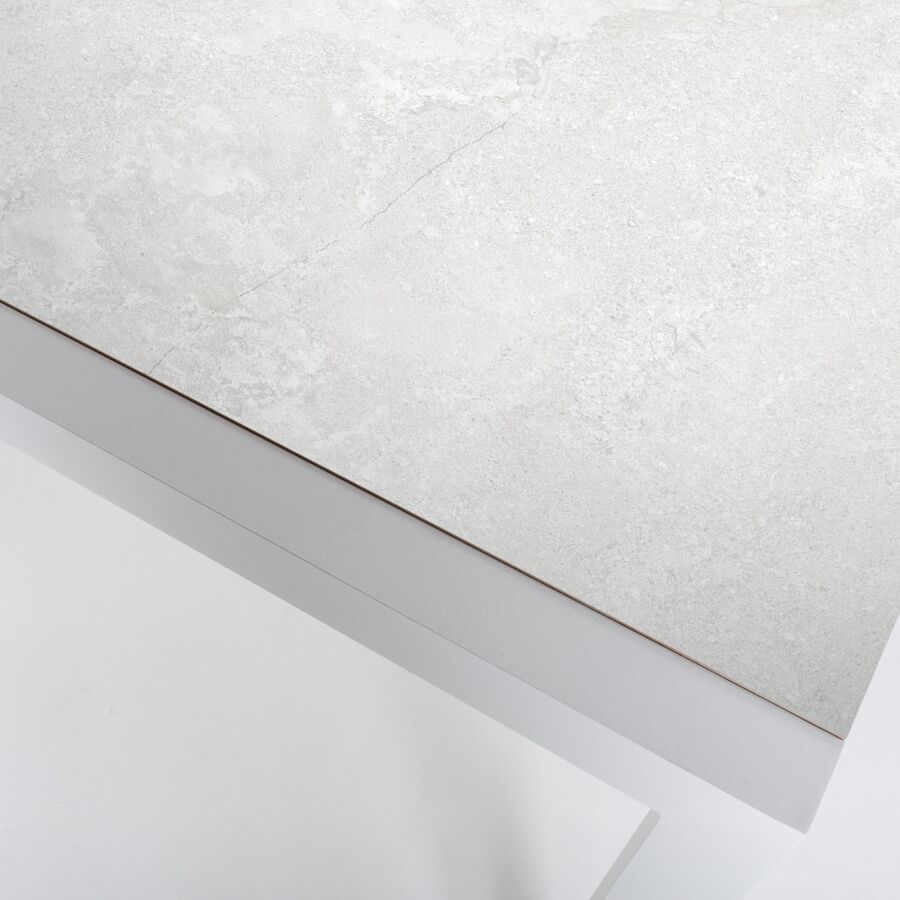 Gartentisch Aluminium/Keramik Modena - bis zu 8 Pers. (180 x 90 cm) - Weiß/Grau