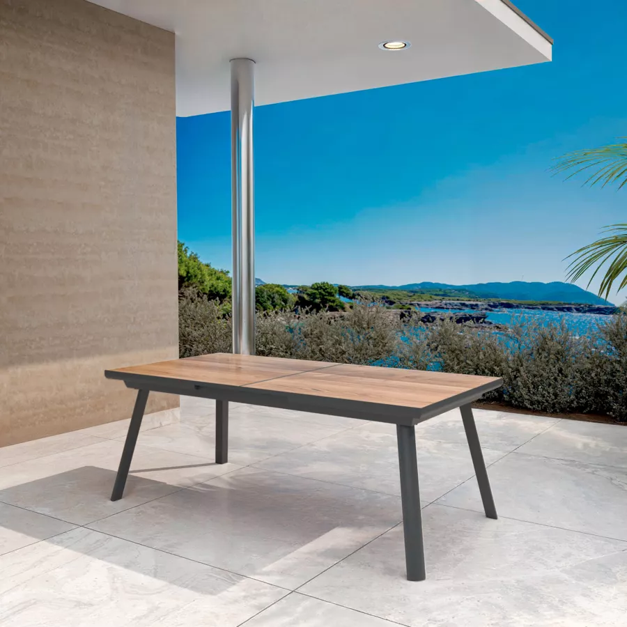 Tuintafel uitschuifbaar aluminium 10 zitplaatsen (260 x 96 cm) Amalfi - Antraciet