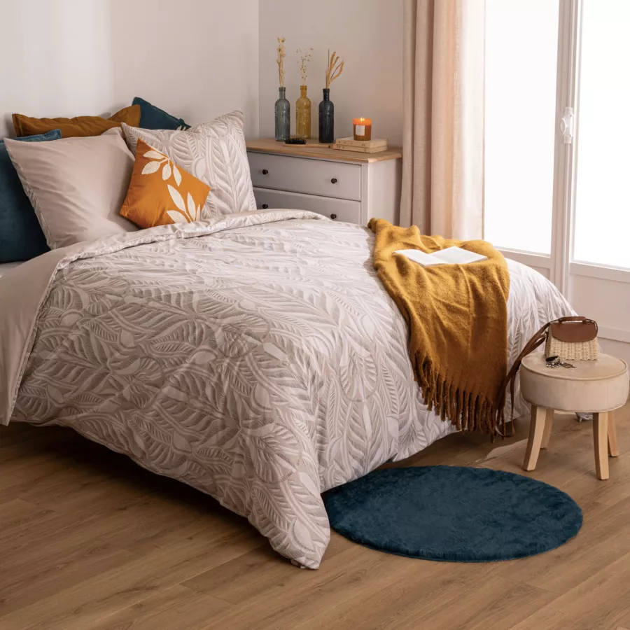 Funda nórdica y dos fundas de algodón (240 x 220 cm) Nalh Beige