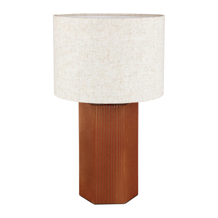 Lampada da tavolo legno e lino (H43 cm) Rivage Marrone