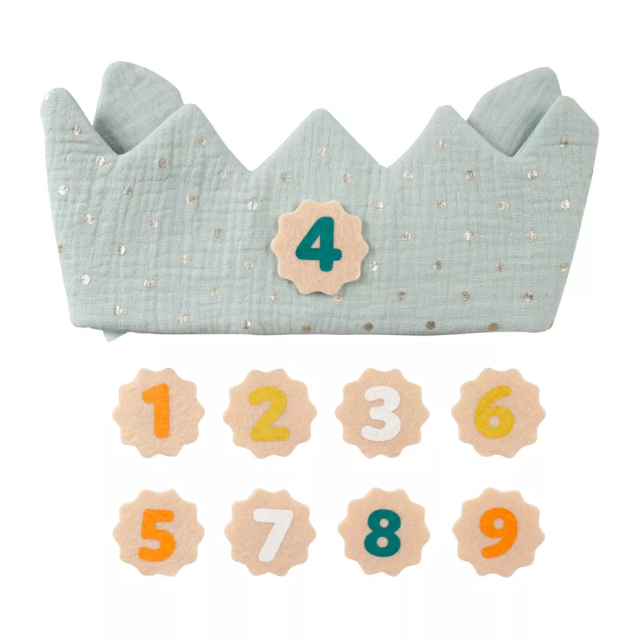 Corona compleanno bambini cotone (40 cm) Roi Verde