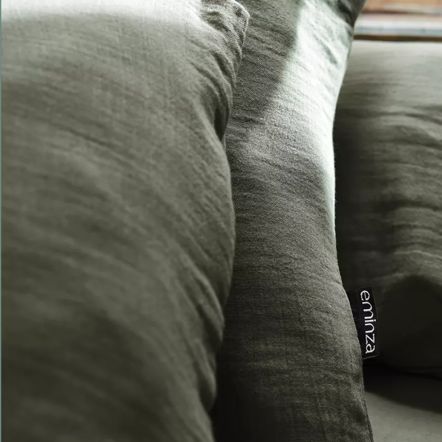 Drap plat gaze de coton (240 cm) Gaïa Vert romarin