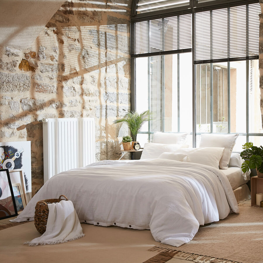 Bettbezug aus Baumwoll-Gaze (240 cm) Gaïa Weiß