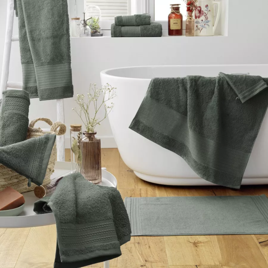 Serviette de bain coton bio (70 x 130 cm) Garance Vert romarin 5