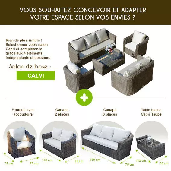 Fauteuil de jardin Calvi - Sepia/Ecru