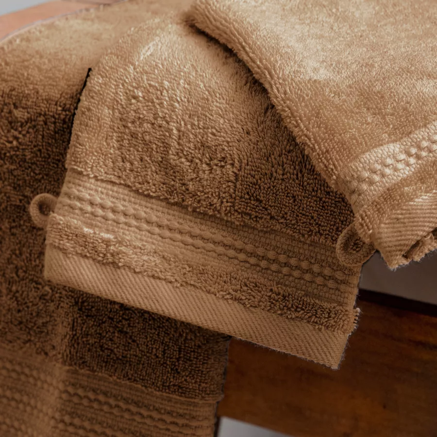 Set van 2 washandjes biologisch katoen Garance Camel 4