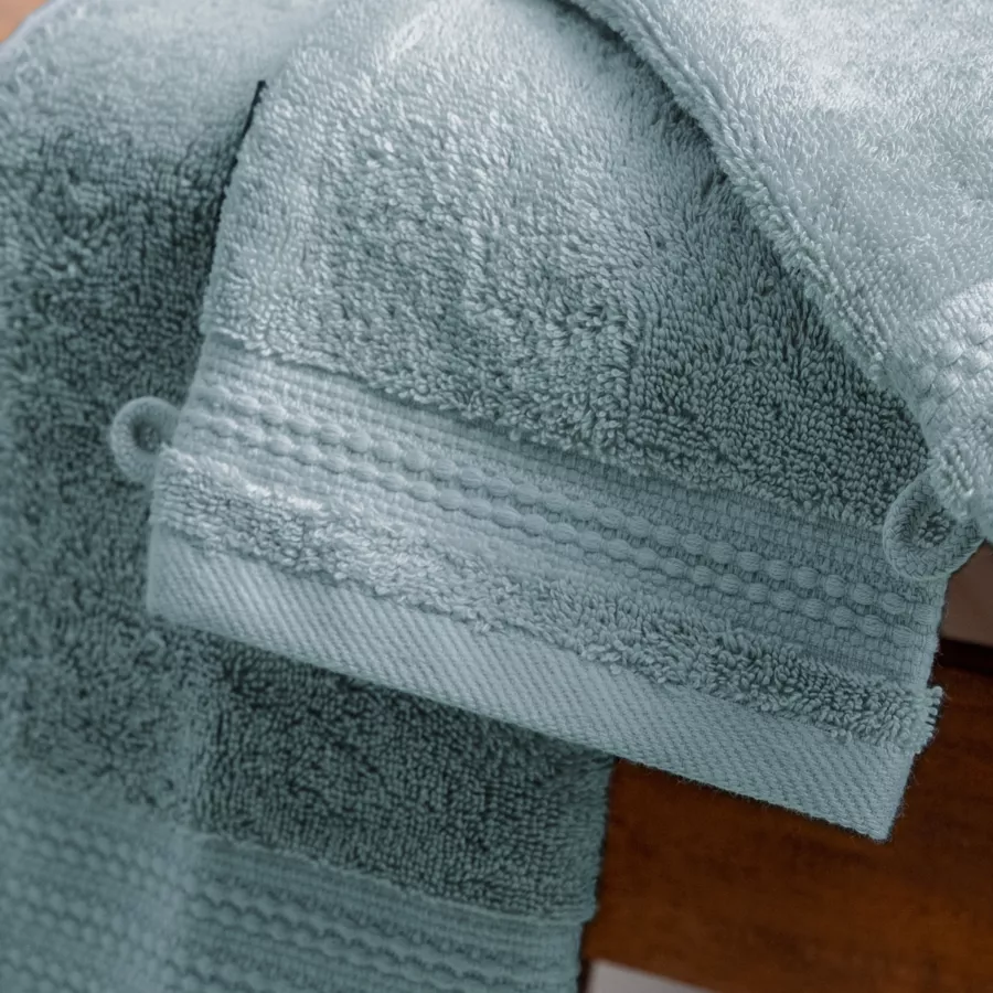 Lot de 2 gants de toilette coton bio (15 x 21 cm) Méline Bleu glacier