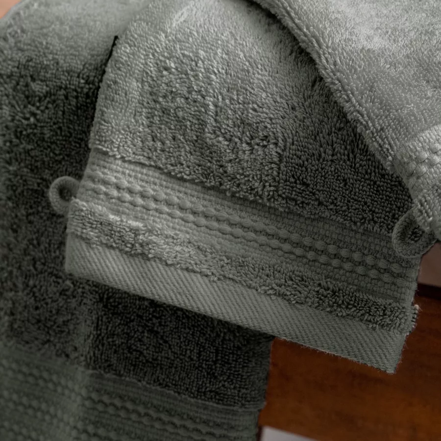 Set van 2 washandjes biologisch katoen Garance Rozemarijn groen 4