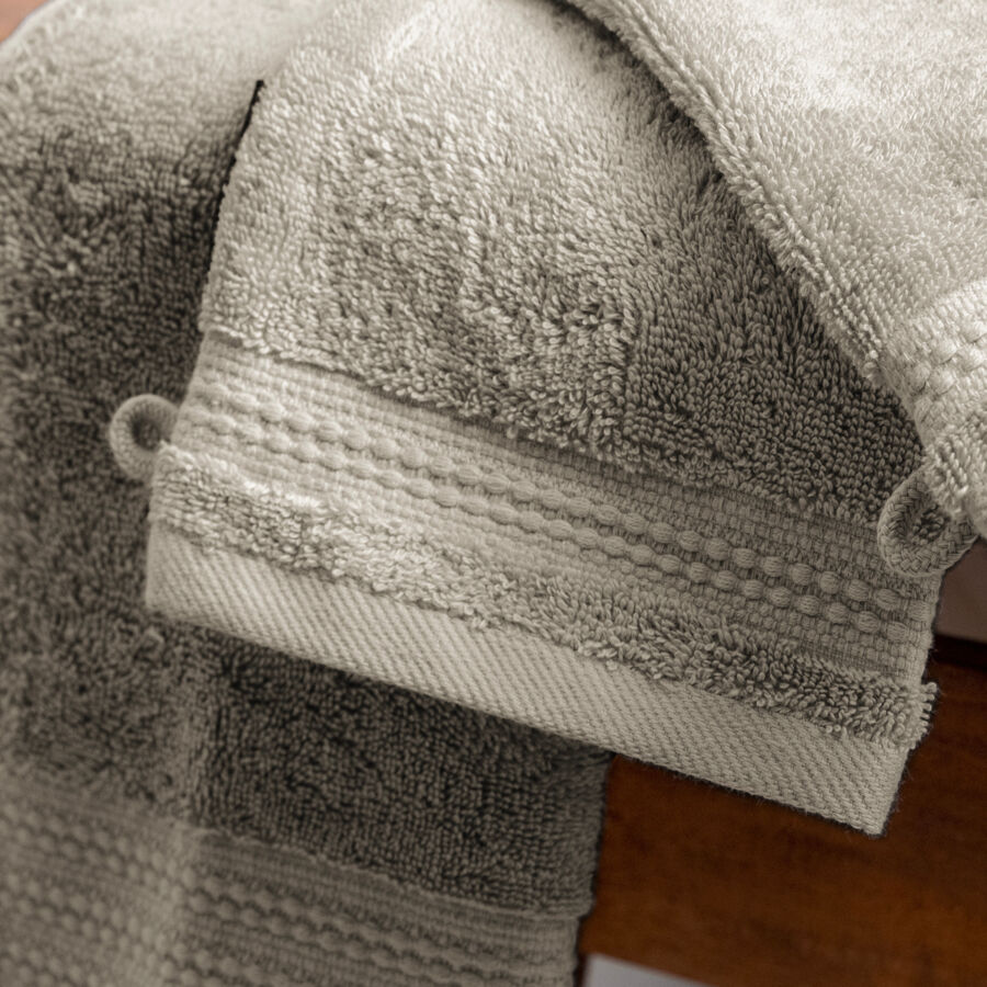 Conjunto de 2 guantes de baño de algodón orgánico. (15 x 21 cm) Méline Gris arcilla