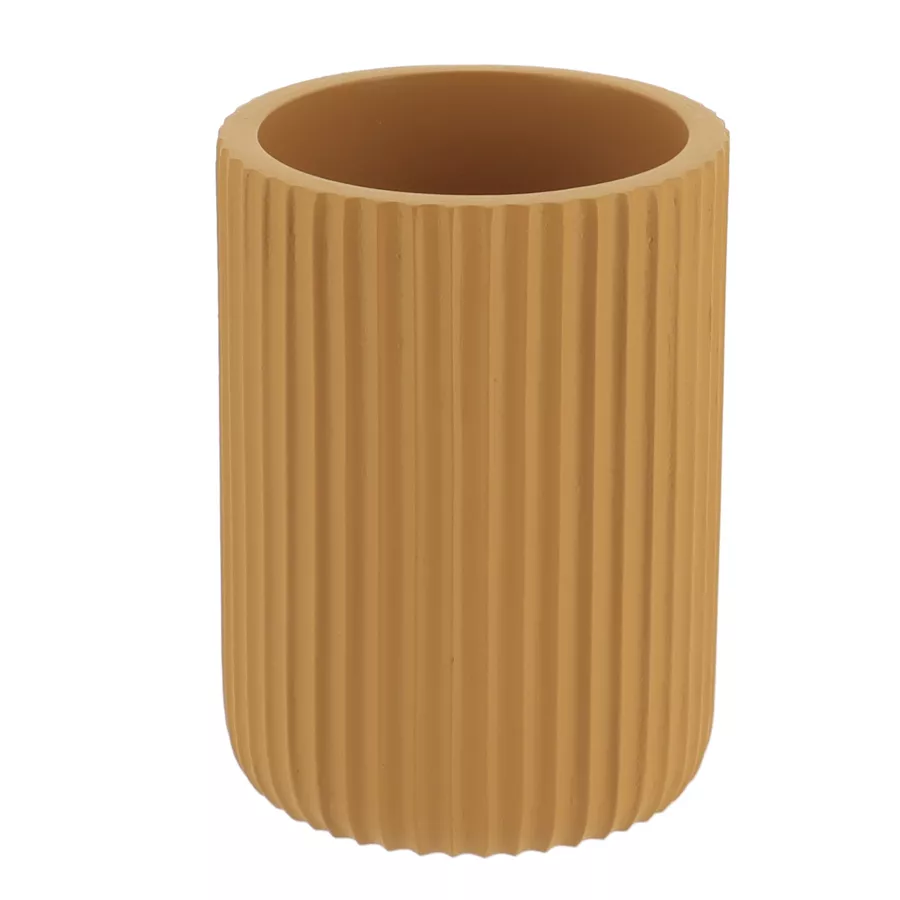 Set di accessori bagno in resina Strié Giallo senape