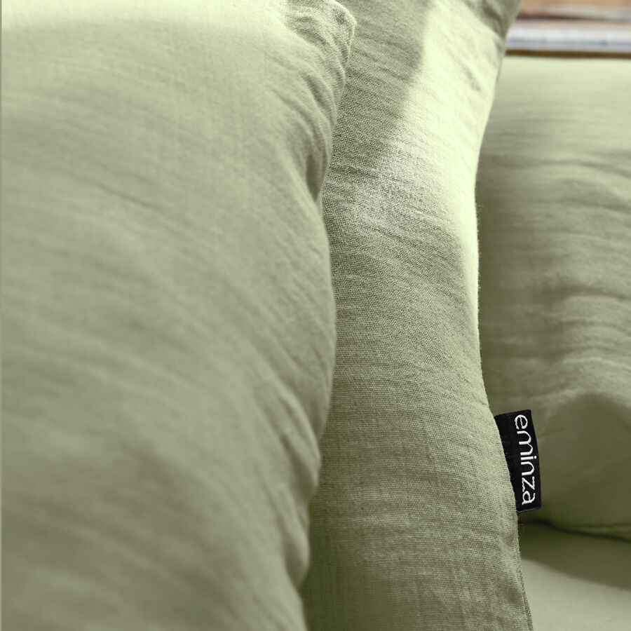 Funda para almohada rectangular en gasa de algodón (L80 cm) Gaïa Verde tilo