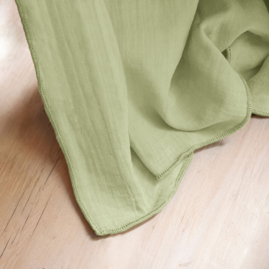 Nappe rectangulaire gaze de coton (L250 cm) Gaïa Vert tilleul
