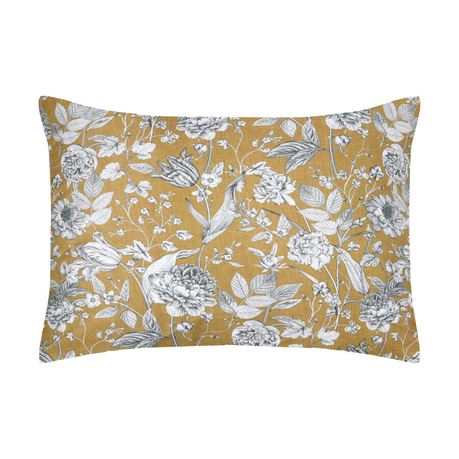 Funda de almohada rectangular en percal de algodón (50 x 70 cm) Jacinthe Amarillo mostaza