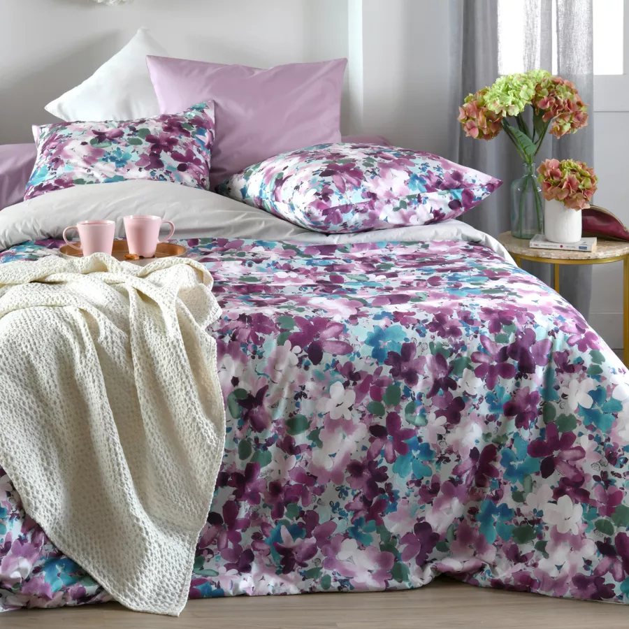 Funda de almohada rectangular en percal de algodón (50 x 70 cm) Pervenche Violeta púrpura