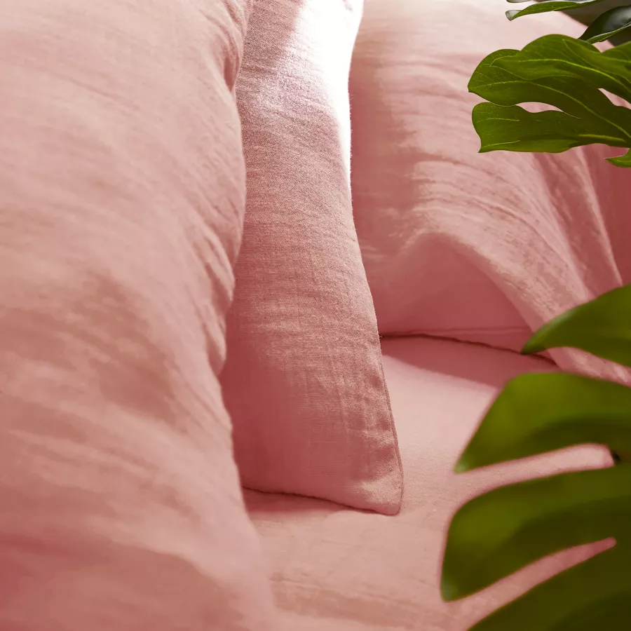 Drap housse gaze de coton (90 x 200 cm) Gaïa Rose pêche