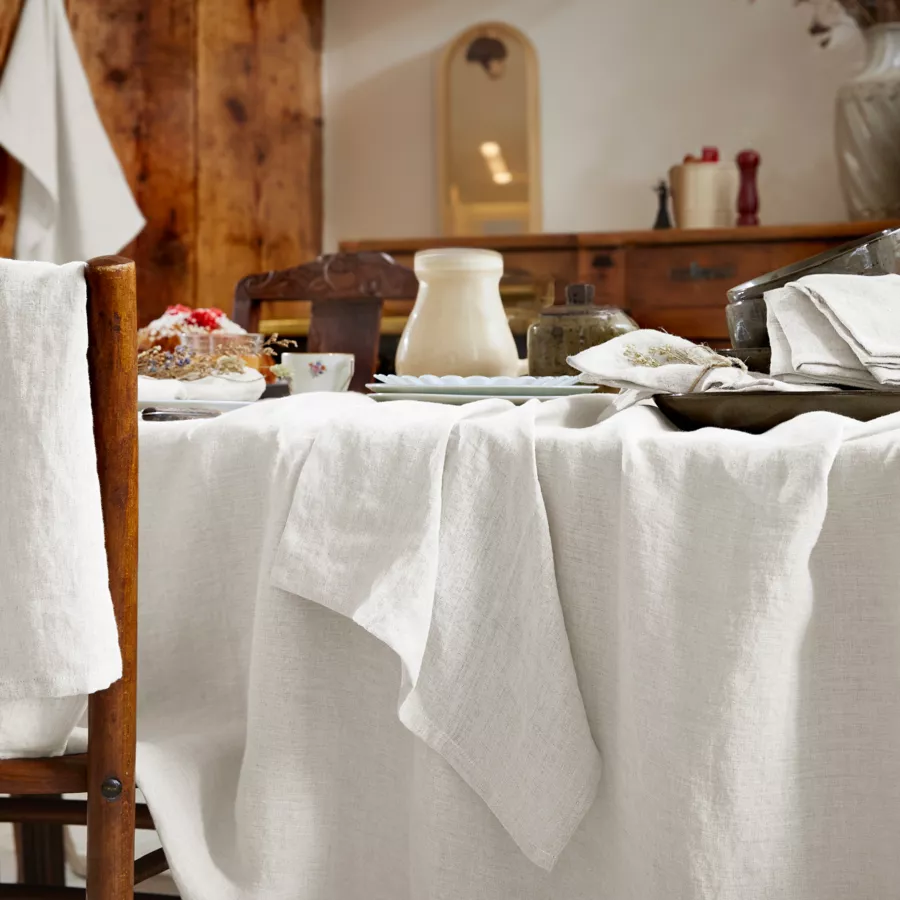 Nappe rectangulaire lin lavé (L350 cm) Louise Blanche