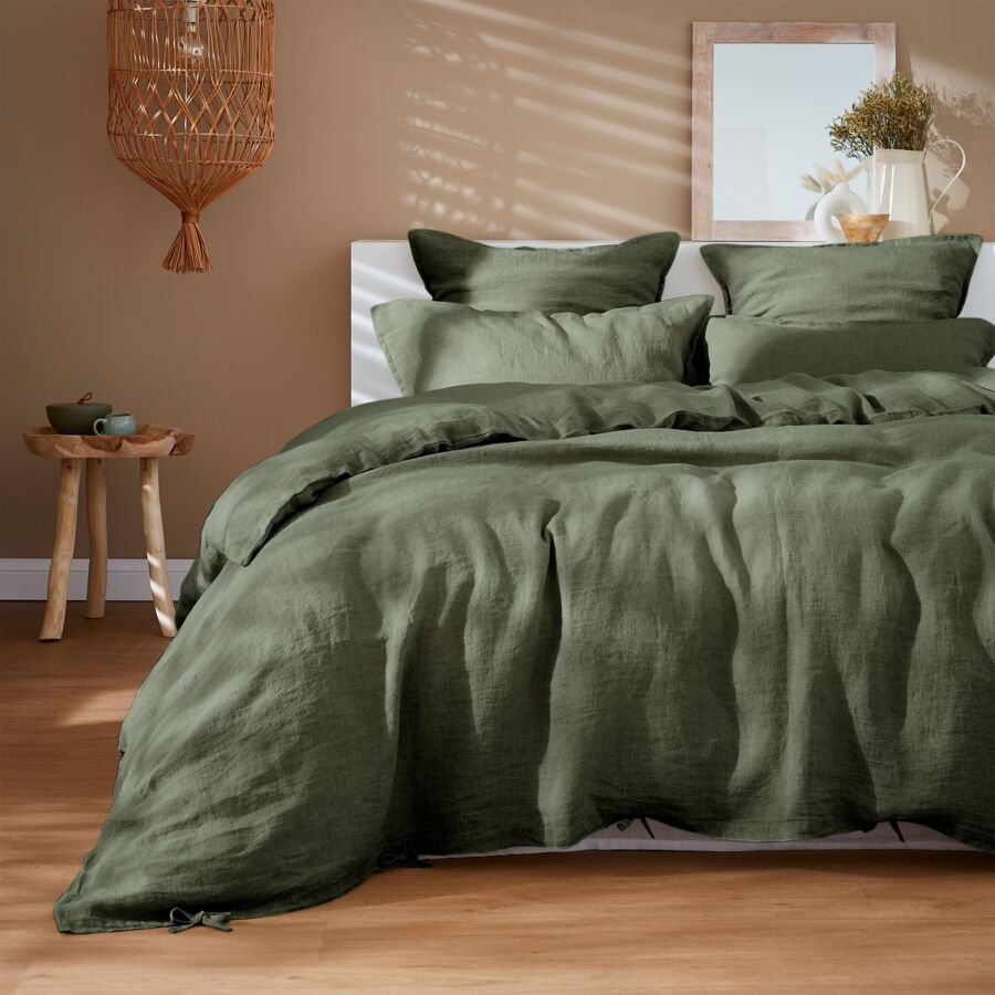 Runner letto lino lavato (90 x 200 cm) Louise Verde rosmarino