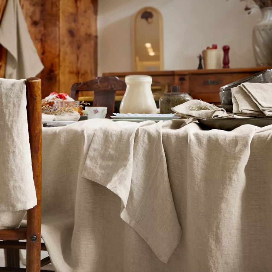 2er Set Handtücher aus gewaschenem Leinen (70 cm) Louise Beige