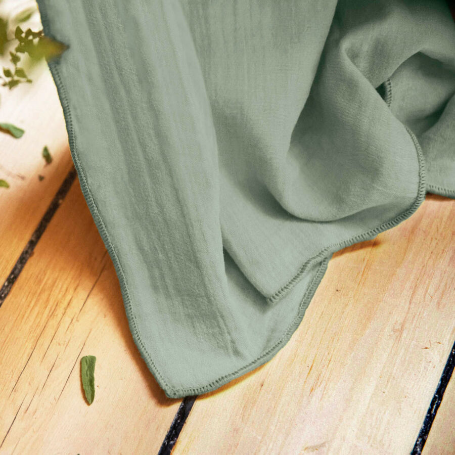 Rideau gaze de coton ajustable (180 x max 300 cm) Gaïa Vert eucalyptus