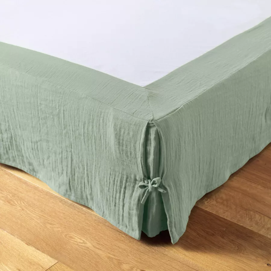 Boxspring hoes Katoengaas (140 x 190 cm) Gaïa Eucalyptus groen