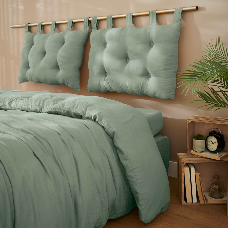 Cabecero de cama de gasa de algodón (80 x 50 cm) Gaïa Verde eucalipto