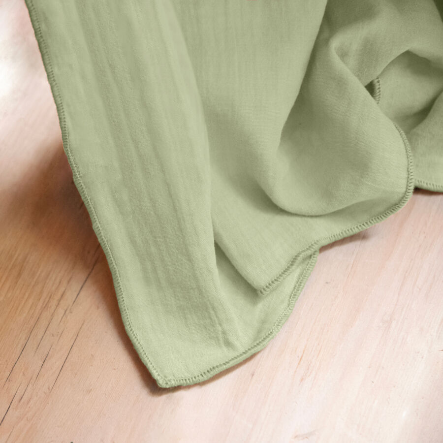 Nappe rectangulaire gaze de coton (L350 cm) Gaïa Vert tilleul