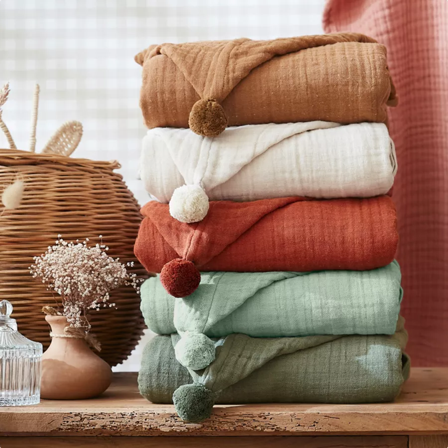 Poncho de baño para niños en gasa de algodón 2/5 años Gaïa Camel