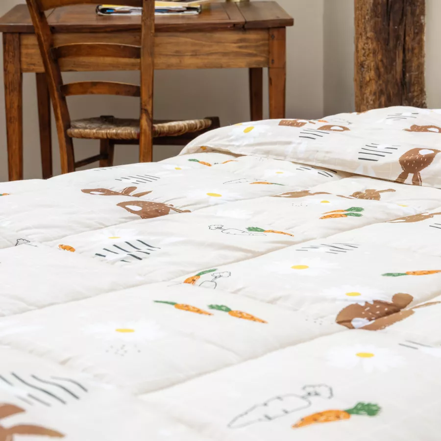 Edredón nórdico estampado y su funda de almohada para niño (140 x 200 cm) Pompon Marrón