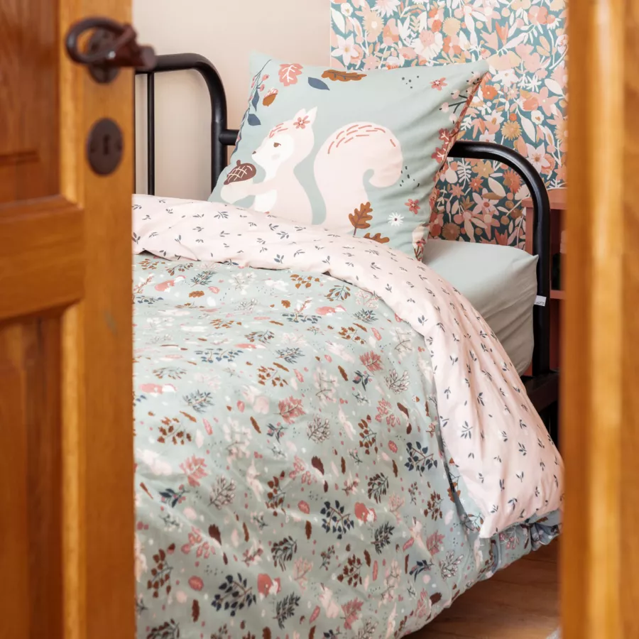 Housse de couette et deux taies enfant coton (240 x 220 cm) Tamia Multicolore