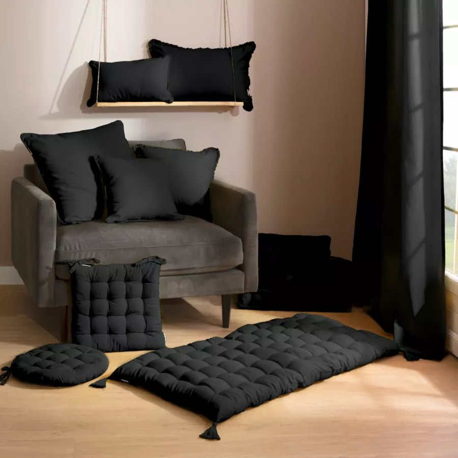 Materasso da terra in cotone (120 x 60 cm) Pixel Nero