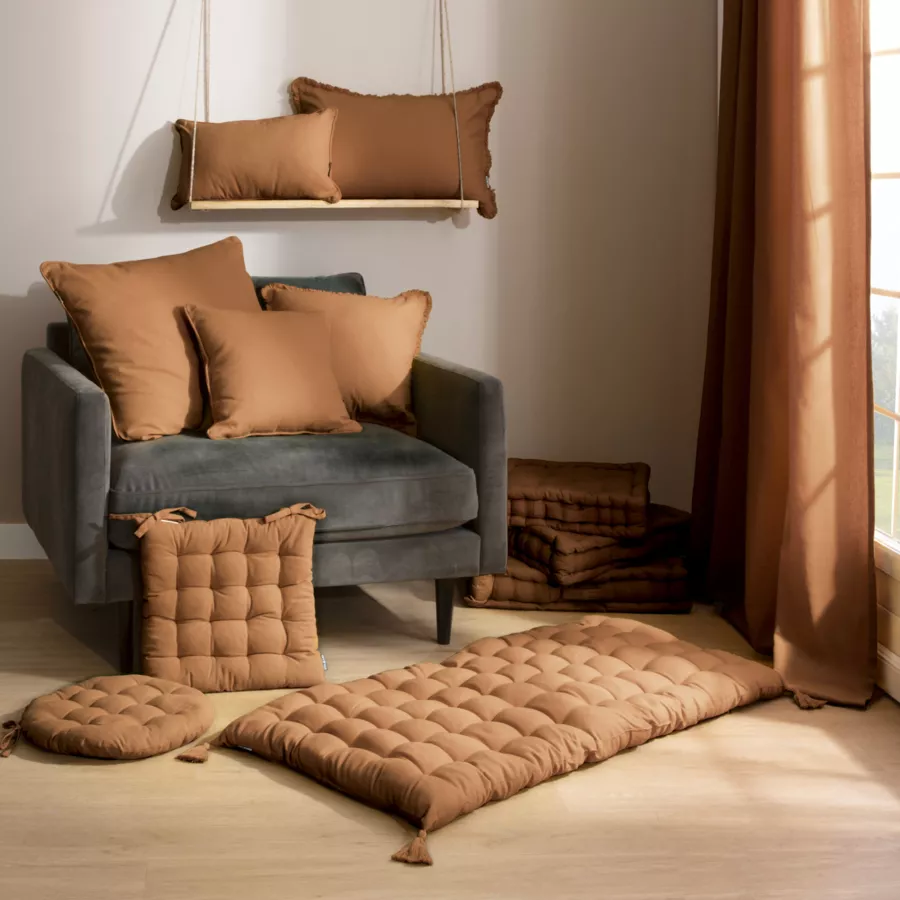 Coussin carré coton (40 x 40 cm) Pixel Camel