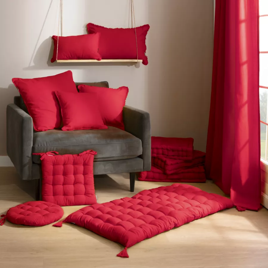 Cuscino quadrato in cotone (60 x 60 cm) Pixel Rosso