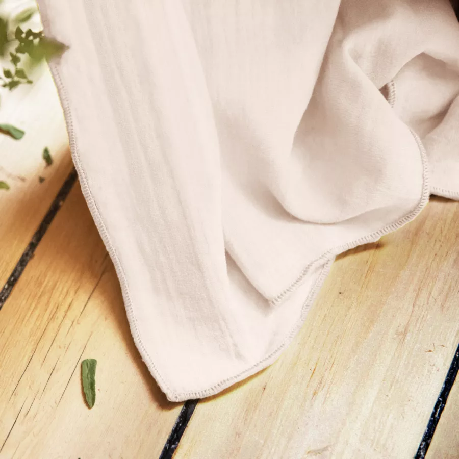 Rideau gaze de coton ajustable (180 x max 300 cm) Gaïa Rose poudré