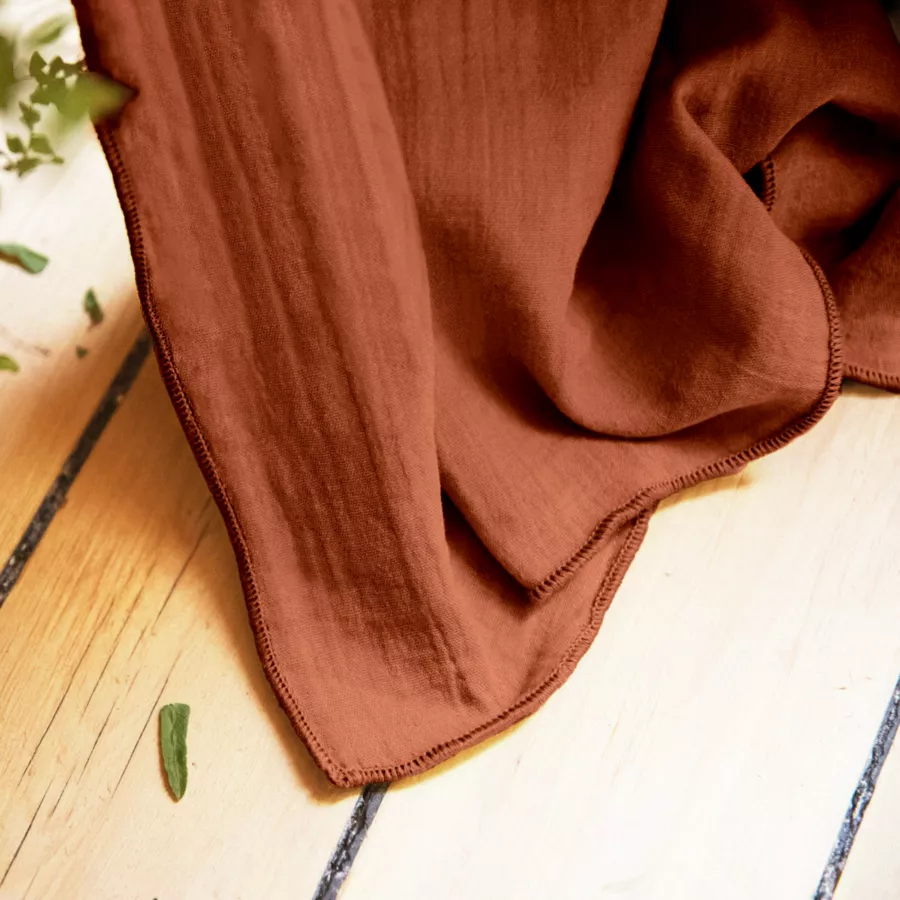 Rideau gaze de coton ajustable (140 x max 300 cm) Gaïa Terracotta