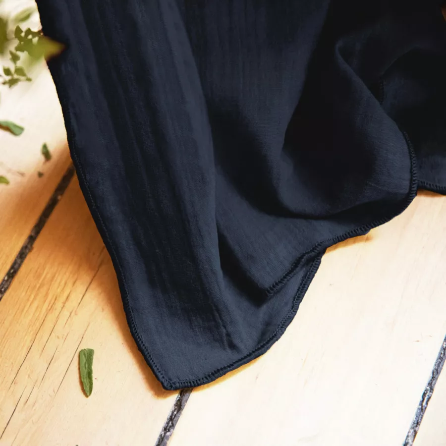 Rideau gaze de coton ajustable (140 x max 300 cm) Gaïa Bleu nuit