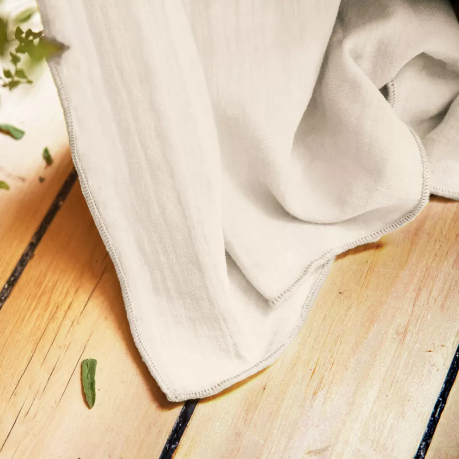 Rideau gaze de coton ajustable (140 x max 300 cm) Gaïa Beige pampa