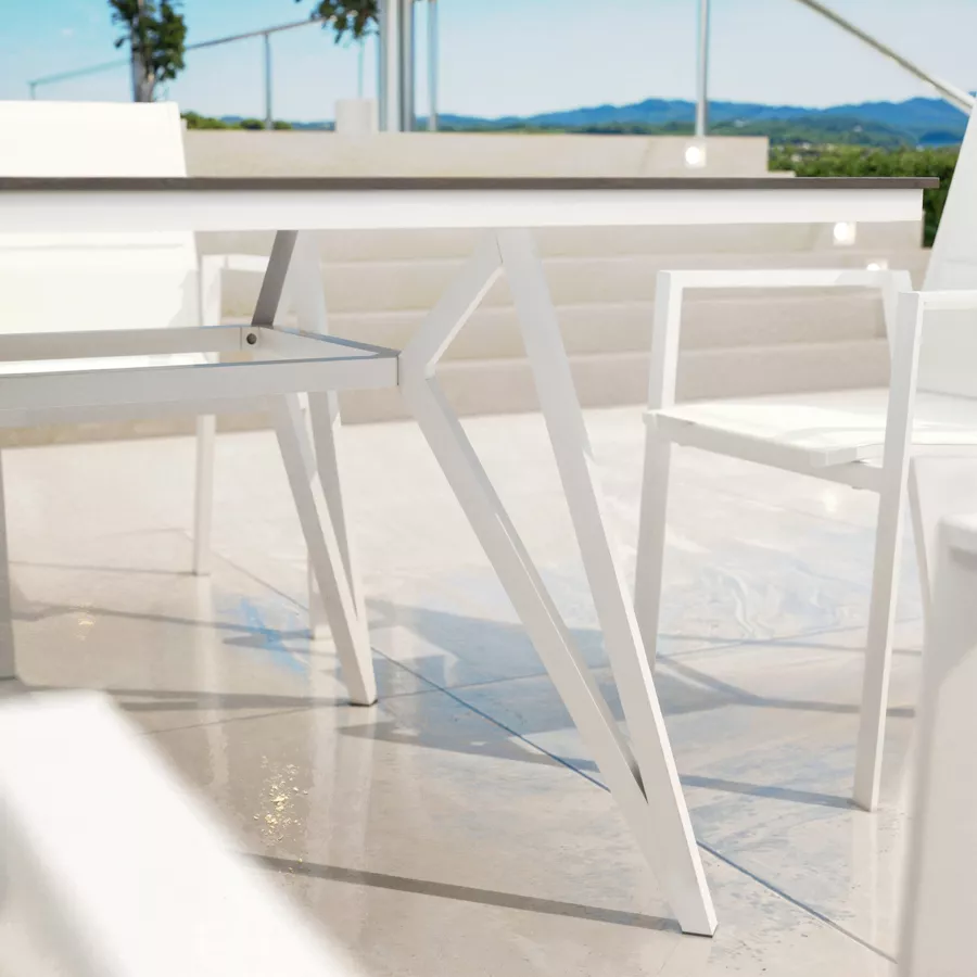 Tuintafel aluminium/HPL 10 zitplaatsen (220 x 115 cm) Biarritz - Hout effect/Wit