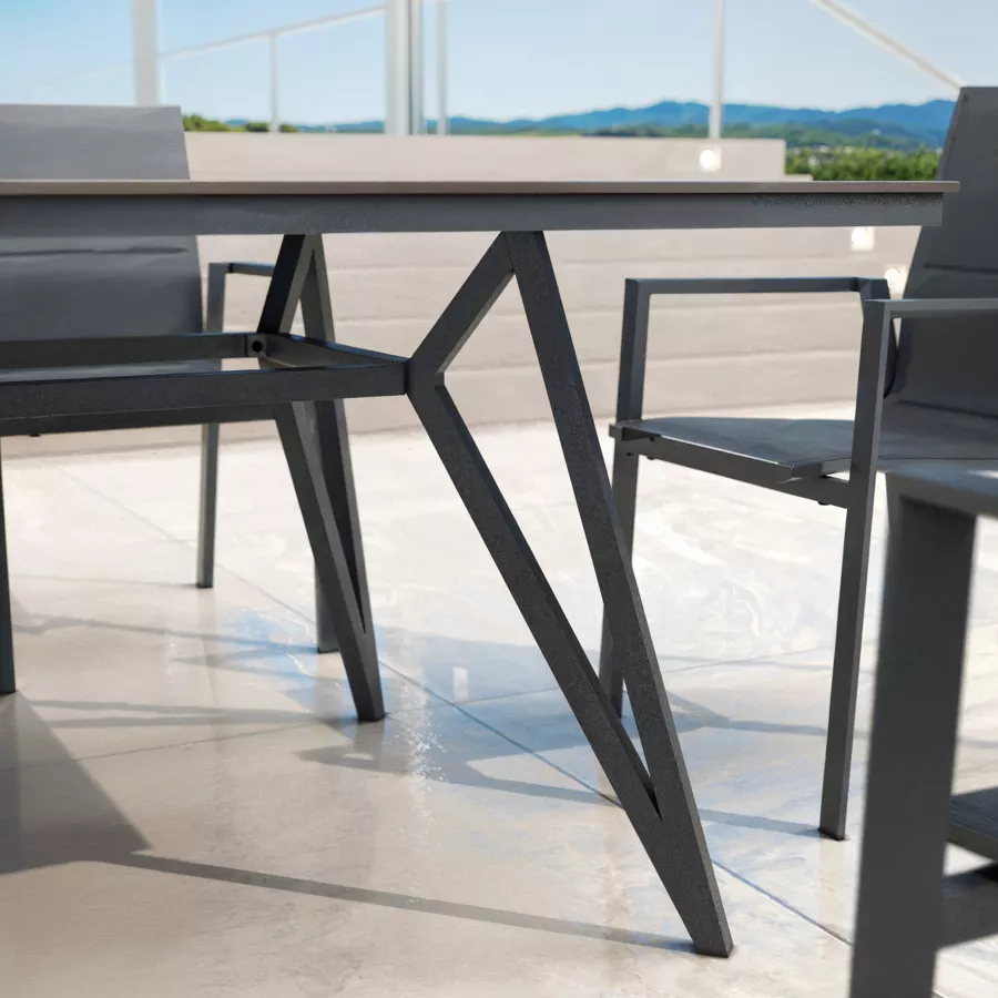 Tuintafel aluminium/HPL 10 zitplaatsen (220 x 115 cm) Biarritz - Stenen effect/Antraciet grijs