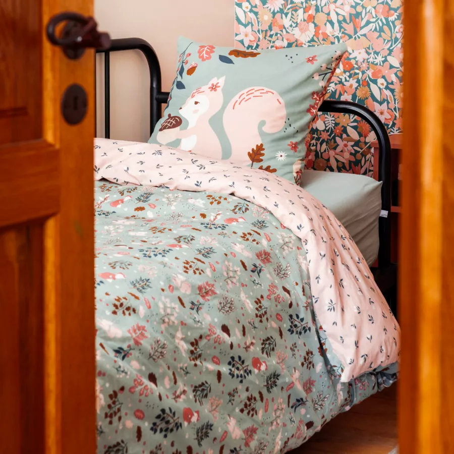 Housse de couette et une taie enfant coton (140 x 200 cm) Tamia Multicolore