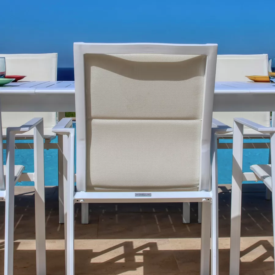 Tuinstoel met armleuning stapelbaar aluminium Portofino - Wit