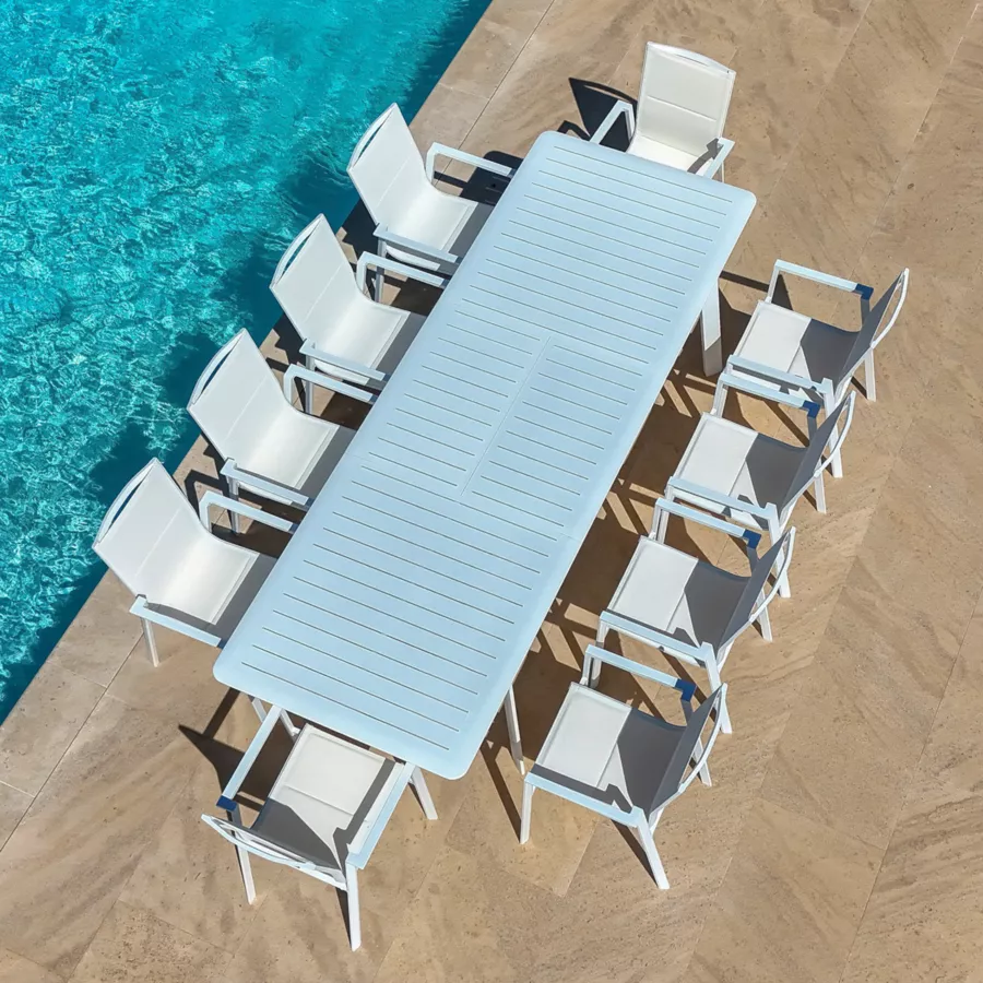 Sedia con braccioli da giardino impilabile alluminio Portofino - Bianco