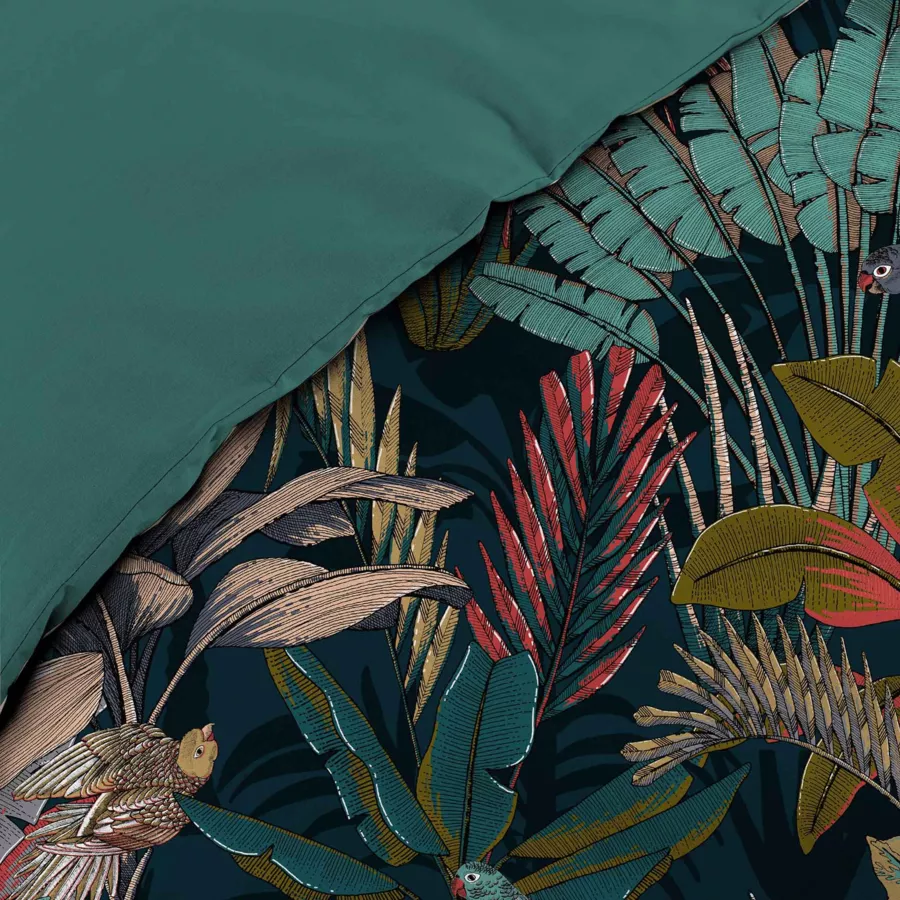 Housse de couette et deux taies percale de coton (240 cm) Candice Multicolore
