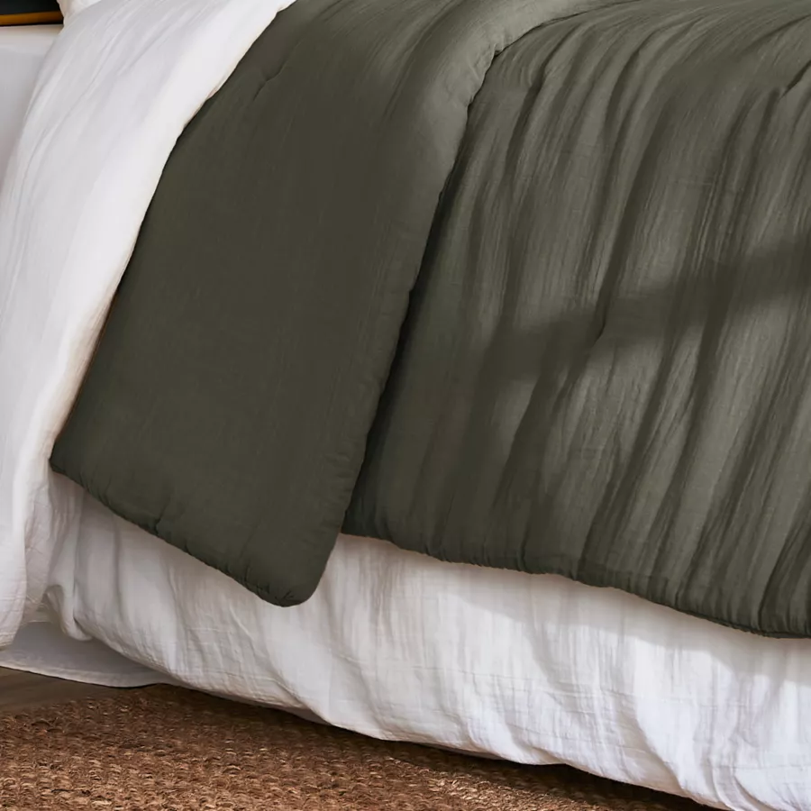 Couvre-lit gaze de coton (260 x 240 cm) Gaïa Vert romarin